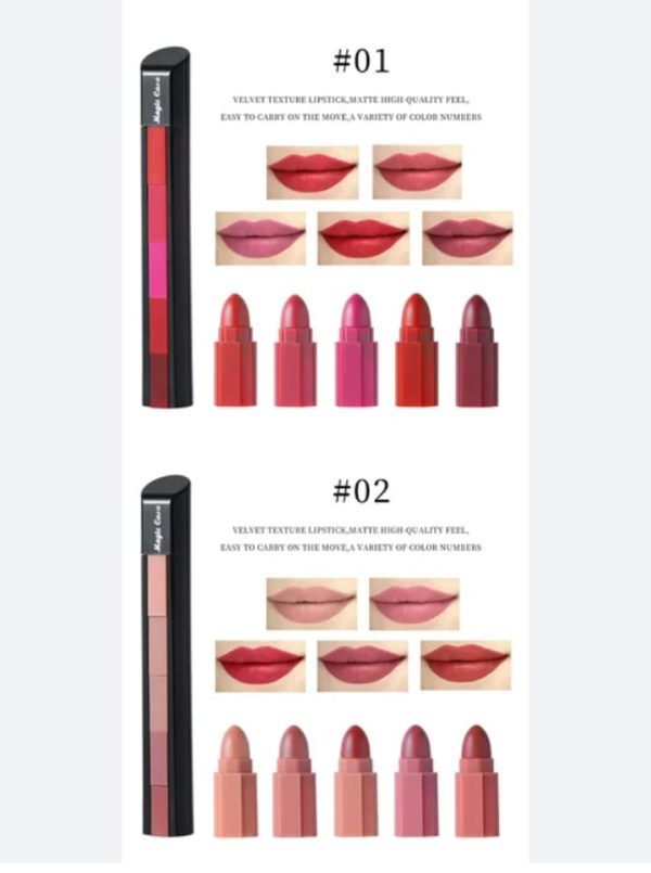 5 In 1 Huda Beauty Lipstick Nude Shades Matte Lipsticks Waterproof | Long Lasting
