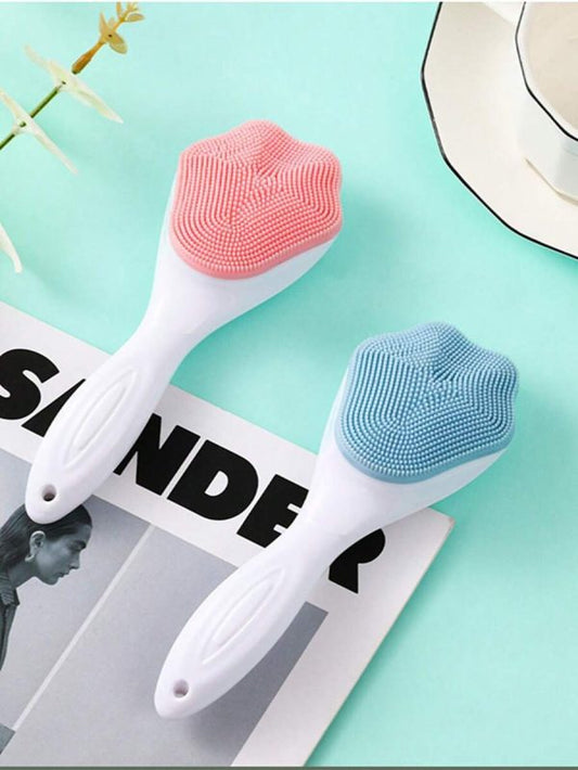 1 Pcs Silicone Face Scrubber Exfoliating Brush, Manual Handheld Massager, Facial Cleansing And Blackhead Scrubber, Soft Bristles For Face Skincare (random Color) - velvetglow