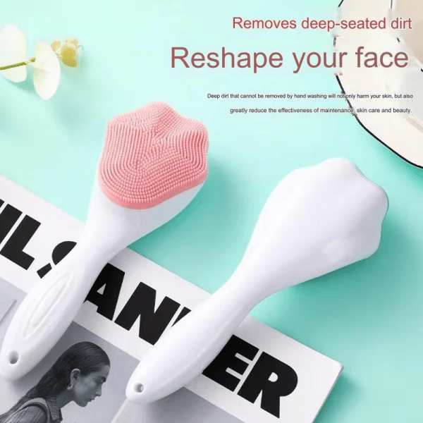 1 Pcs Silicone Face Scrubber Exfoliating Brush, Manual Handheld Massager, Facial Cleansing And Blackhead Scrubber, Soft Bristles For Face Skincare (random Color) - velvetglow