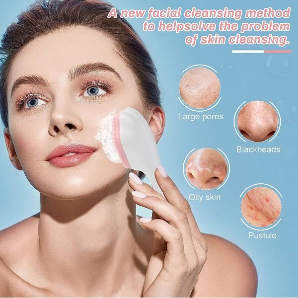 1 Pcs Silicone Face Scrubber Exfoliating Brush, Manual Handheld Massager, Facial Cleansing And Blackhead Scrubber, Soft Bristles For Face Skincare (random Color) - velvetglow