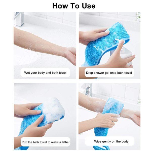 Single Side Bath Towel Scrubber ( Random Color ) | Silicone Scrubber - velvetglow